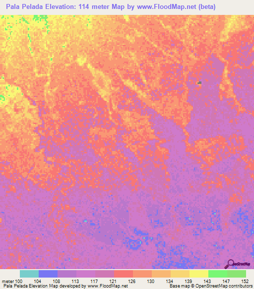 Pala Pelada,Venezuela Elevation Map