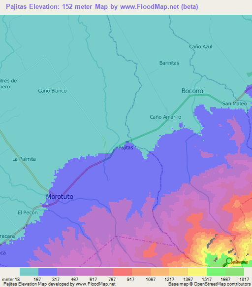 Pajitas,Venezuela Elevation Map