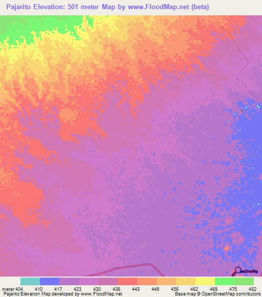 Pajarito,Venezuela Elevation Map