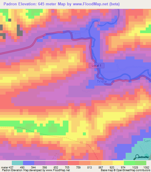 Padron,Venezuela Elevation Map