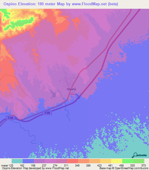 Ospino,Venezuela Elevation Map