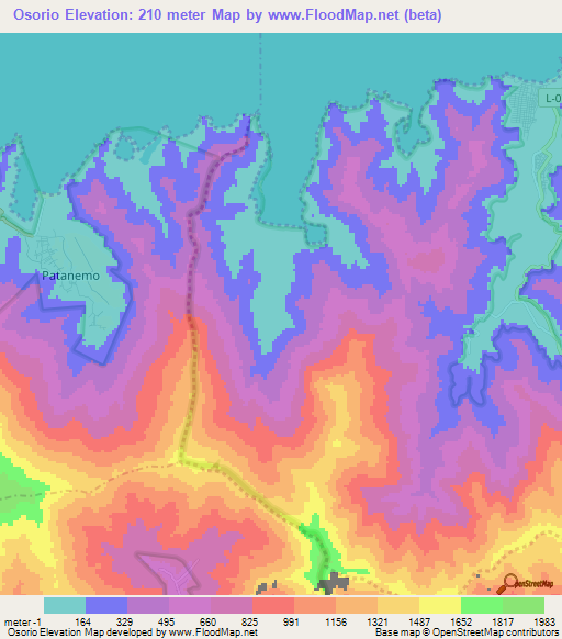 Osorio,Venezuela Elevation Map