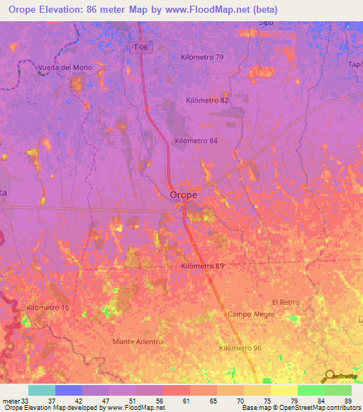 Orope,Venezuela Elevation Map