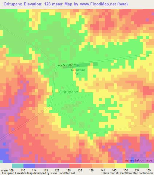 Oritupano,Venezuela Elevation Map
