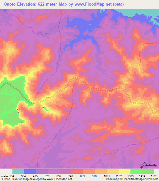Onoto,Venezuela Elevation Map