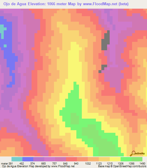 Ojo de Agua,Venezuela Elevation Map