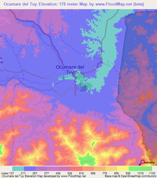 Ocumare del Tuy,Venezuela Elevation Map