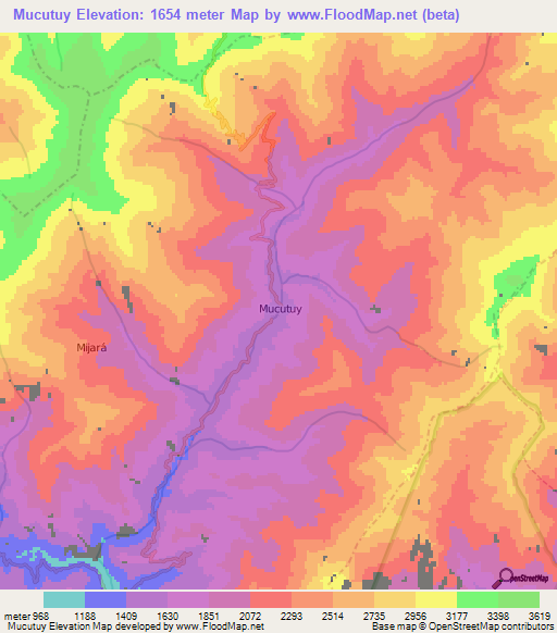 Mucutuy,Venezuela Elevation Map