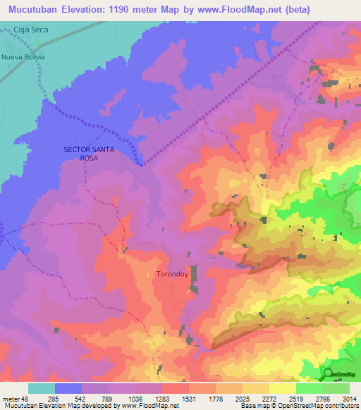 Mucutuban,Venezuela Elevation Map