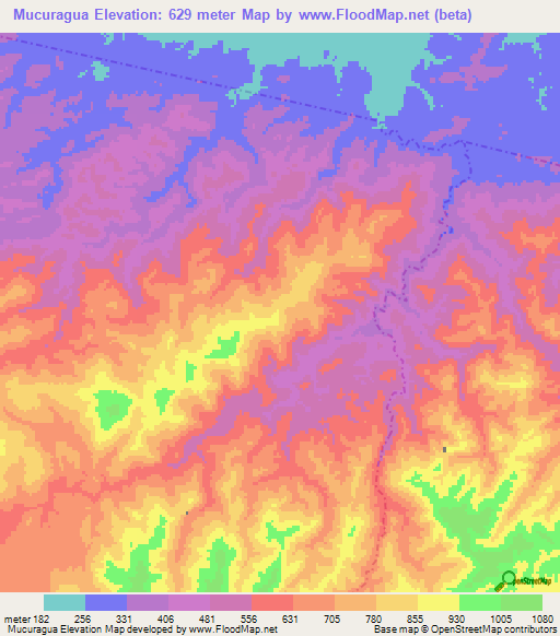 Mucuragua,Venezuela Elevation Map