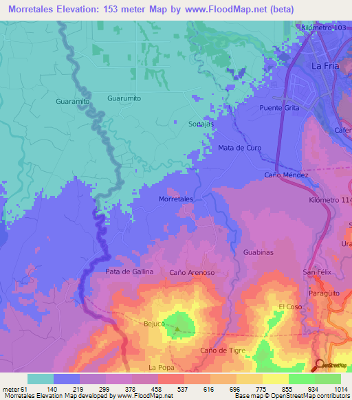 Morretales,Venezuela Elevation Map