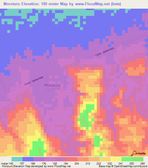 Moroturo,Venezuela Elevation Map