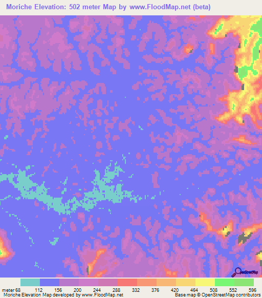 Moriche,Venezuela Elevation Map