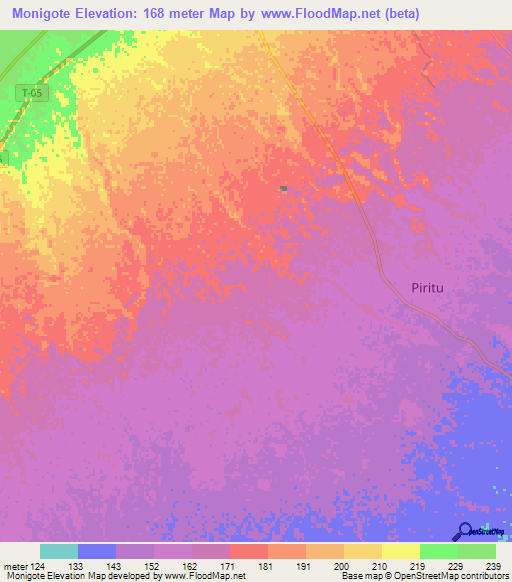 Monigote,Venezuela Elevation Map