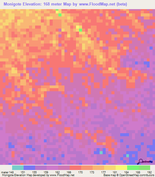 Monigote,Venezuela Elevation Map