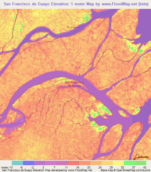 San Francisco de Guayo,Venezuela Elevation Map