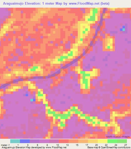 Araguaimujo,Venezuela Elevation Map