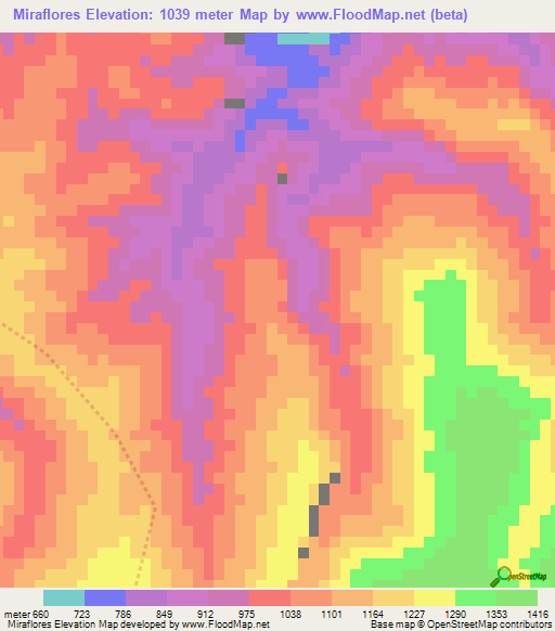 Miraflores,Venezuela Elevation Map