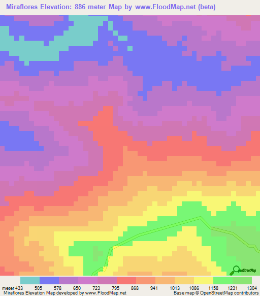 Miraflores,Venezuela Elevation Map
