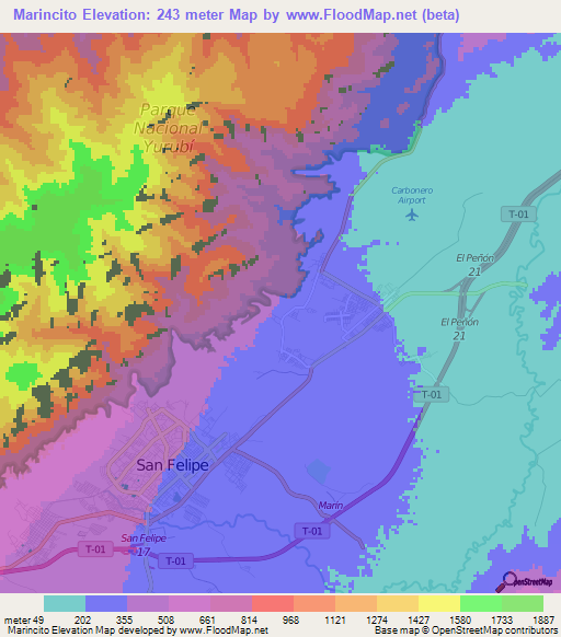 Marincito,Venezuela Elevation Map