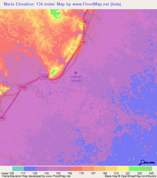 Maria,Venezuela Elevation Map