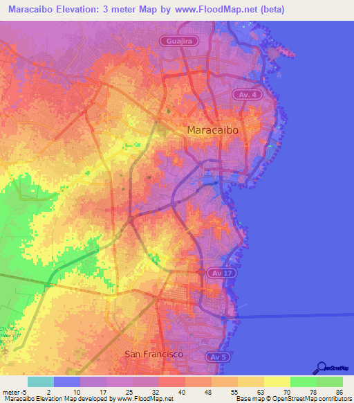 Maracaibo,Venezuela Elevation Map
