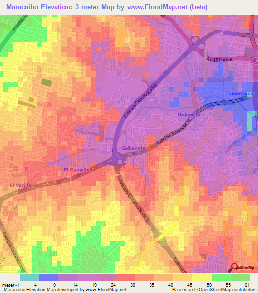 Maracaibo,Venezuela Elevation Map