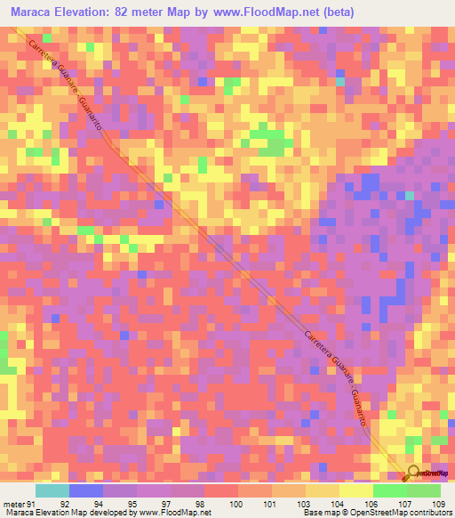 Maraca,Venezuela Elevation Map