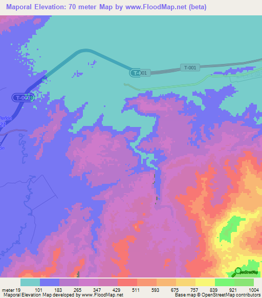 Maporal,Venezuela Elevation Map