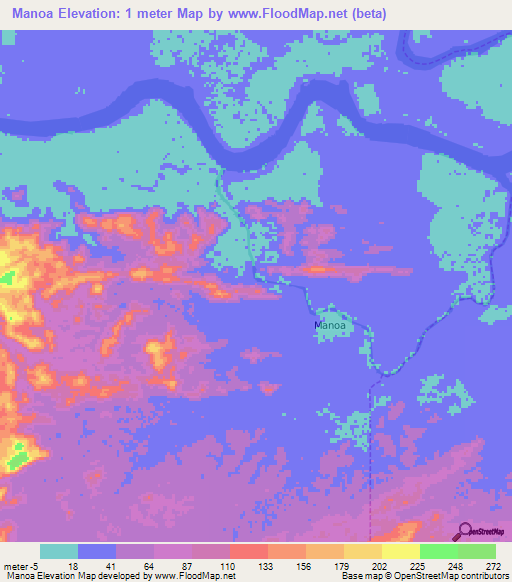 Manoa,Venezuela Elevation Map