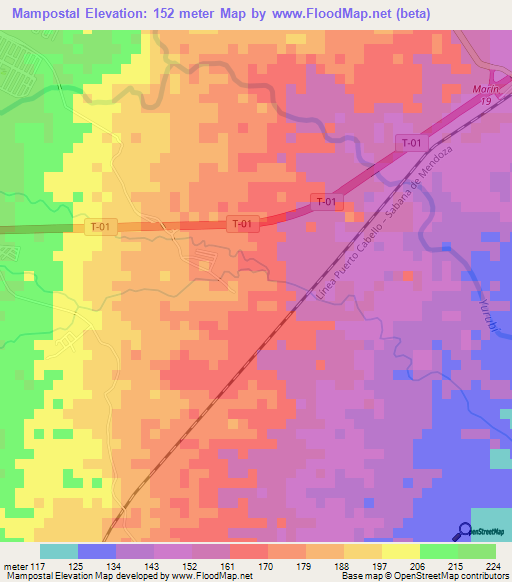 Mampostal,Venezuela Elevation Map