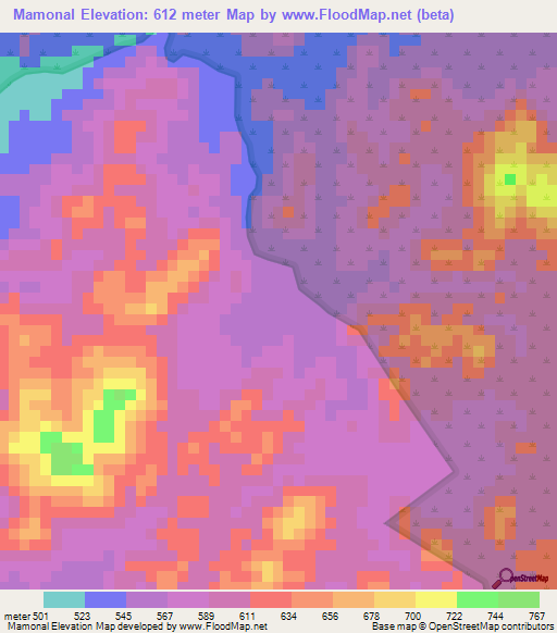 Mamonal,Venezuela Elevation Map