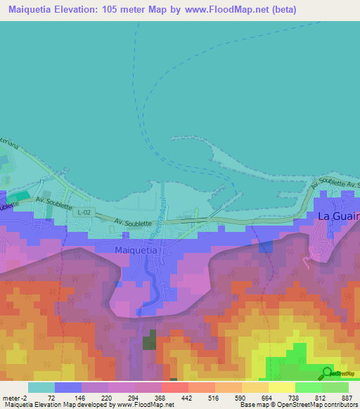 Maiquetia,Venezuela Elevation Map