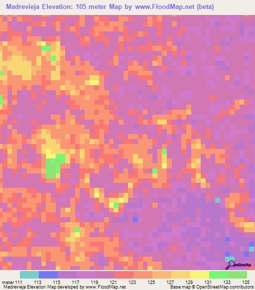 Madrevieja,Venezuela Elevation Map