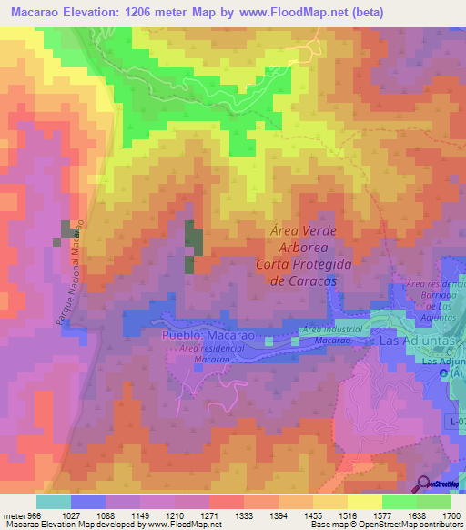 Macarao,Venezuela Elevation Map