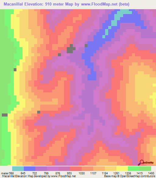 Macanillal,Venezuela Elevation Map