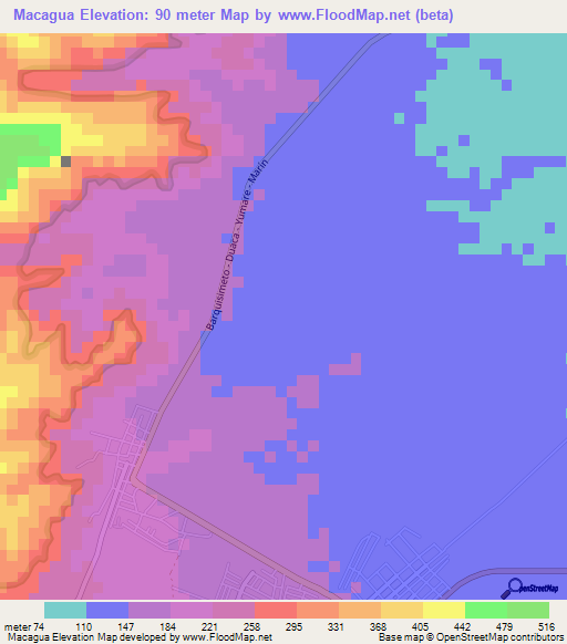 Macagua,Venezuela Elevation Map
