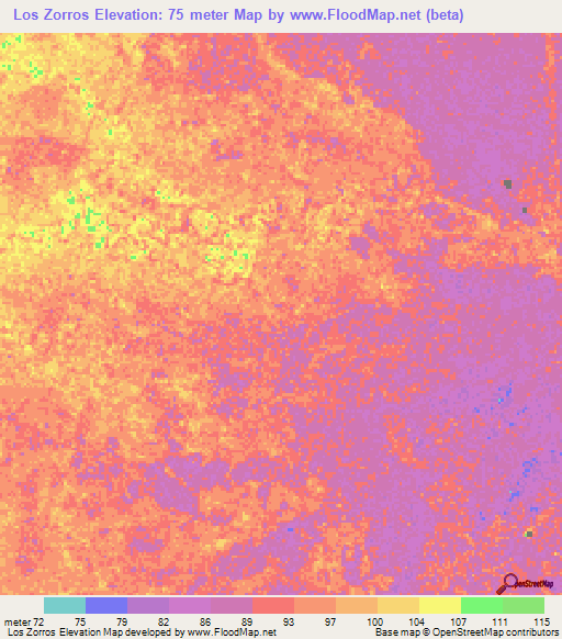 Los Zorros,Venezuela Elevation Map
