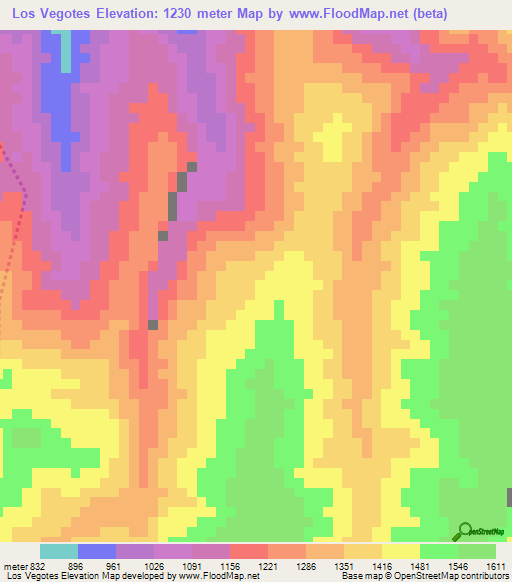 Los Vegotes,Venezuela Elevation Map