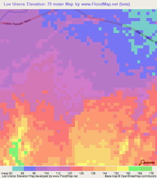 Los Ureros,Venezuela Elevation Map