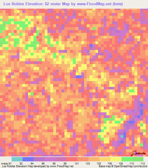 Los Robles,Venezuela Elevation Map