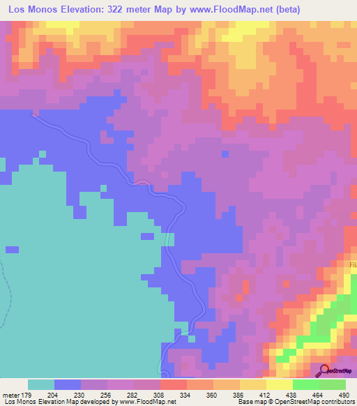 Los Monos,Venezuela Elevation Map