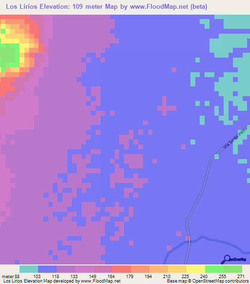 Los Lirios,Venezuela Elevation Map