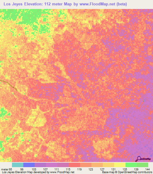 Los Jeyes,Venezuela Elevation Map