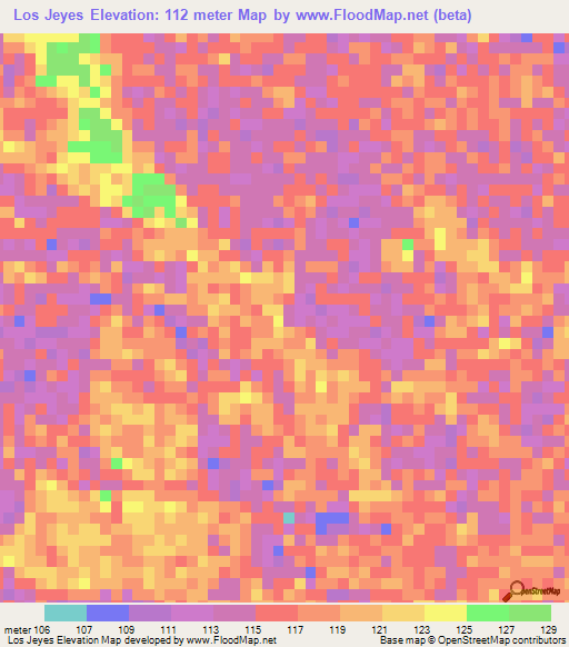 Los Jeyes,Venezuela Elevation Map