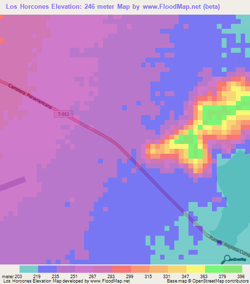 Los Horcones,Venezuela Elevation Map