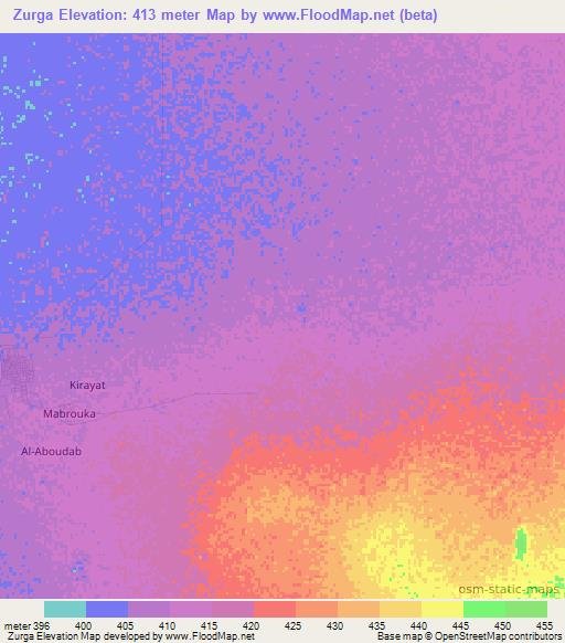 Zurga,Sudan Elevation Map