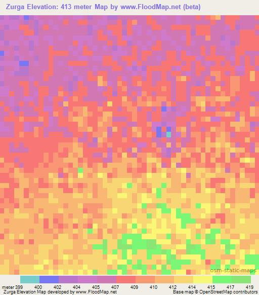 Zurga,Sudan Elevation Map