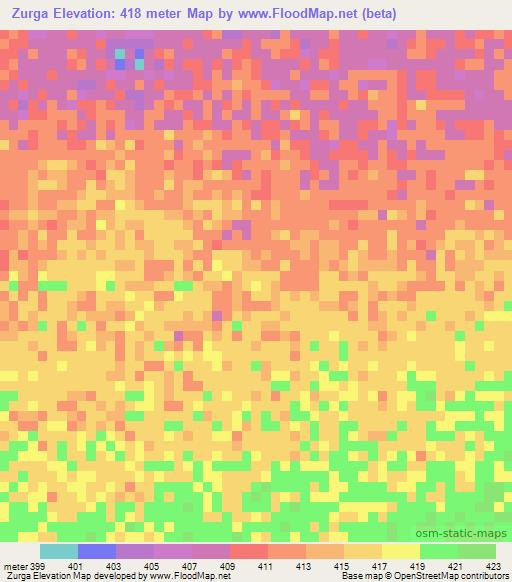Zurga,Sudan Elevation Map