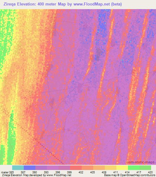 Zireqa,Sudan Elevation Map